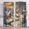 2 Pcs Christmas Snow House print curtains,suitable for bedroom,living room kitchen decoration,home decoration,window decoration
