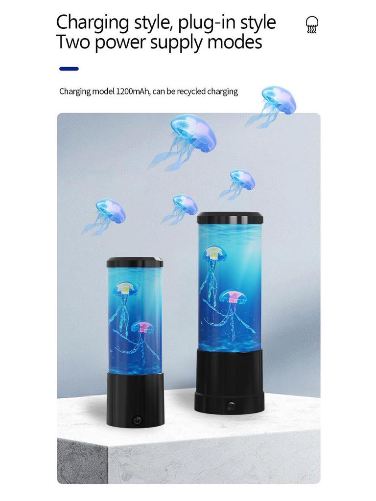 Creative 10" LED Jellyfish Lamp, USB-Powered, Color-Changing Cylindrical Night Light