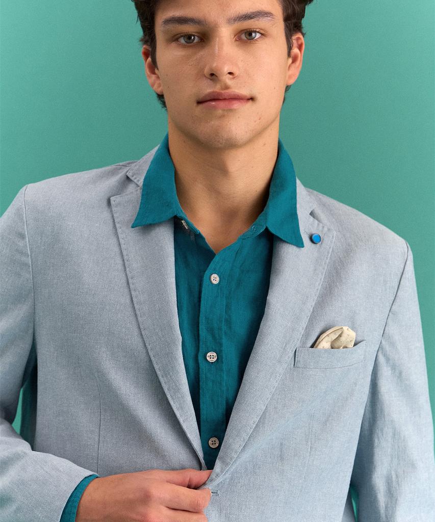 Panicale Sky Blue Cotton Linen Jacket