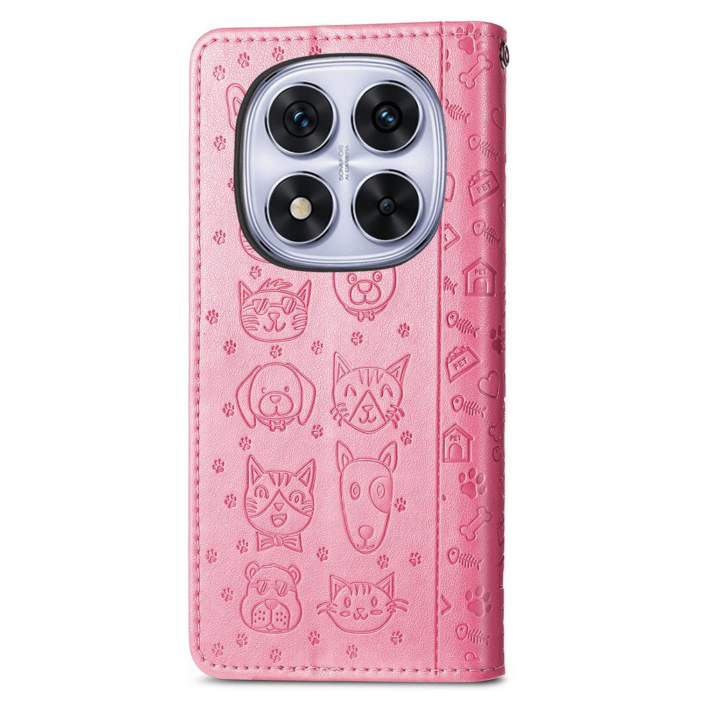 Pro Xiaomi Poco M8 Pro 5G/Redmi Note 15 Pro+ 5G (Globální) Pouzdro Flip Wallet Kožené Pouzdro na Telefon s Roztomilým Vzorem Kočky a Psa
