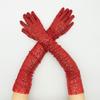 Long Glitter Elastic Fingerless Gloves Sparkly Sequin Performance Party Holiday Stage Costume Accessory Gloves