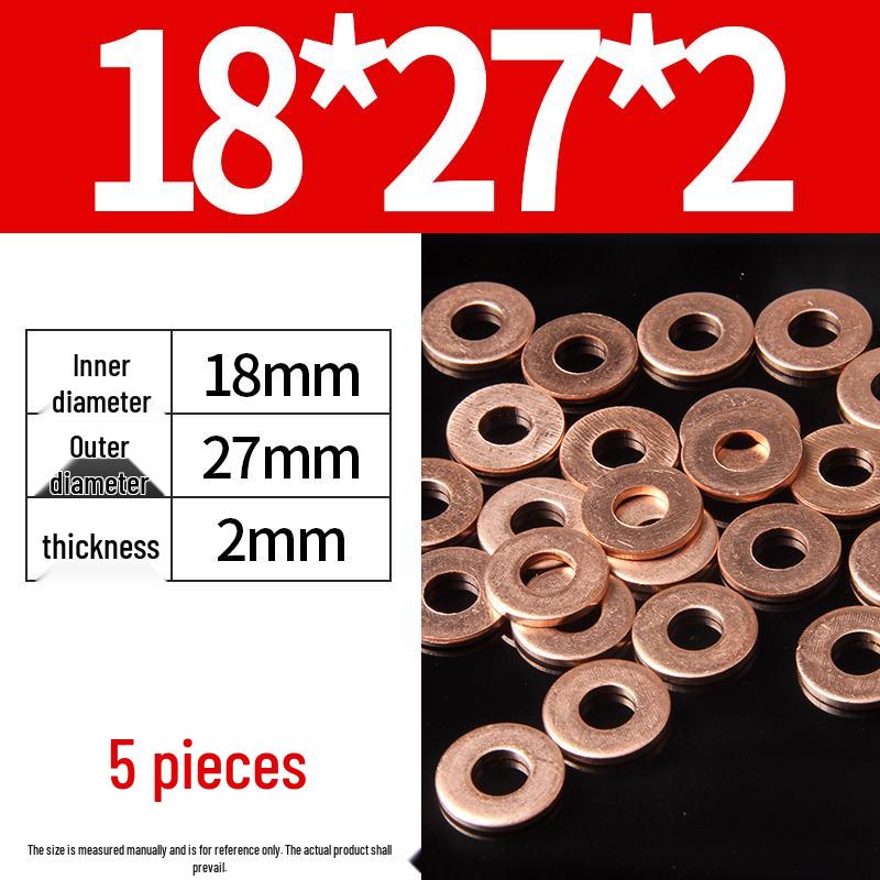 2mm Pure Red Copper Sealing Ring Marine Instrument Flat Washer