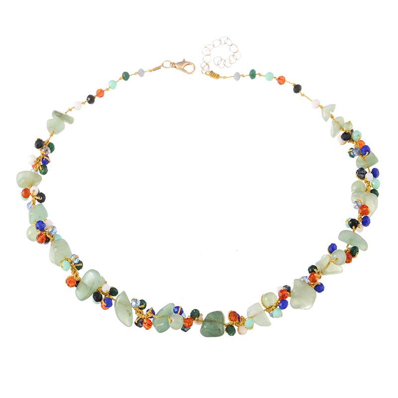 Natural Stone Necklace Hand-woven Retro Literary Collarbone Chain Bohemian Niche Neck Chain Women