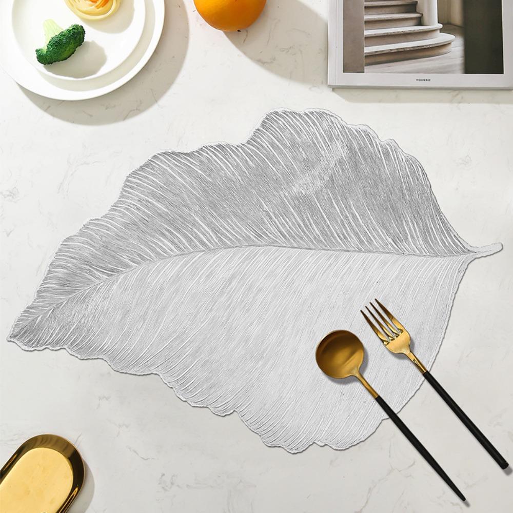 High Quality Gold Leaf Placemat Washable Waterproof Table Place Mat Heat Resistant Wipeable Table Runner Dinner Table Decoration As Shown