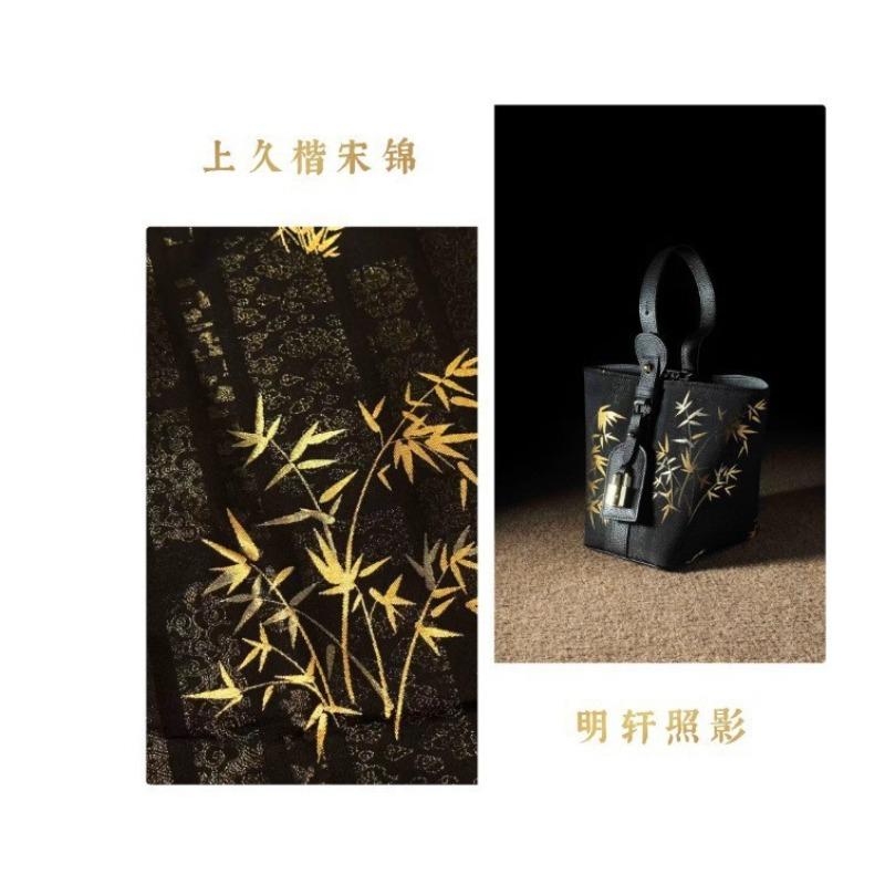 

New Chinese style Shu brocade vegetable basket new allibb national style cheongsam Song brocade bucket bag portable messenger bag