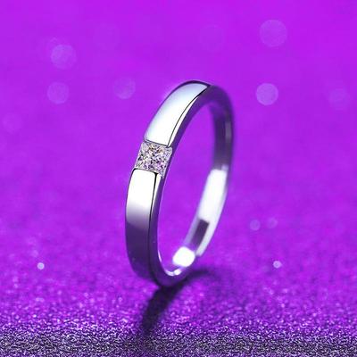Xiaohongshu Simple Princess Cut Moissanite Sterling Silver Ring - Elegant Gift for Her