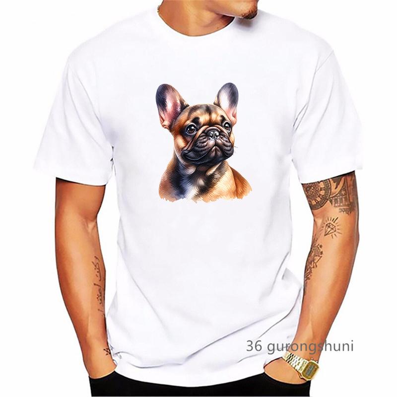 Funny French Bulldog Dog Animal Printed T Shirt Men Clothes 2024 Summer Fashion Tops Tee Shirt Homme Harajuku Kawaii Shirt