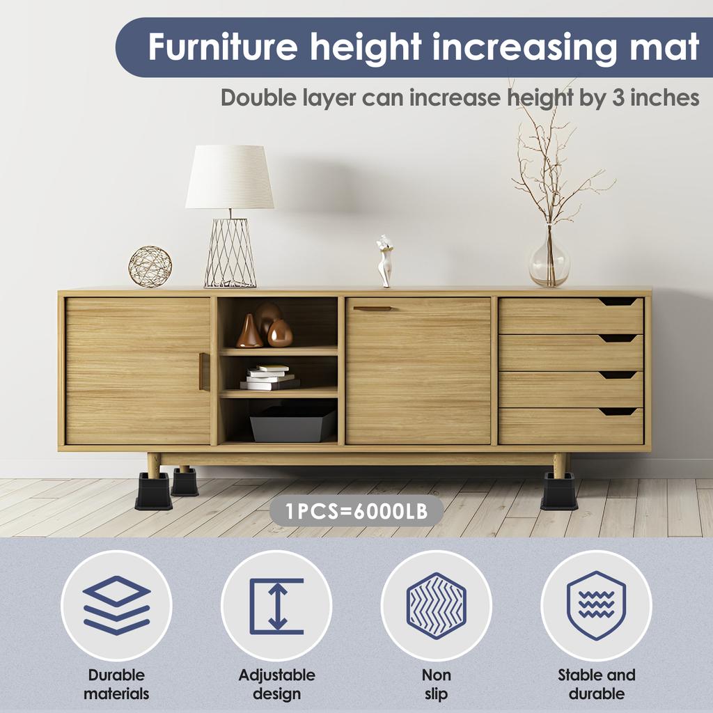 4Pcs Chair Feet Riser Furniture  Heightening Foot Pad Anti Slip Bed Sofa Chair Table Feet New Wear Resistant Steel Support Riser