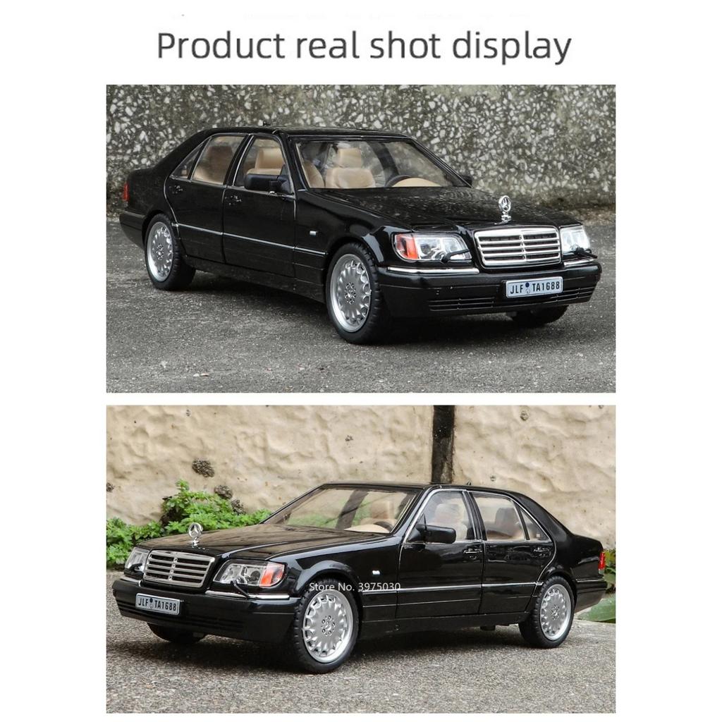 1/24 Benz W140 320SEL Toy Car Models Alloy Diecast with Sound and Light Rear Wheel Pull Back Function Vehicles Models Collect Gifts