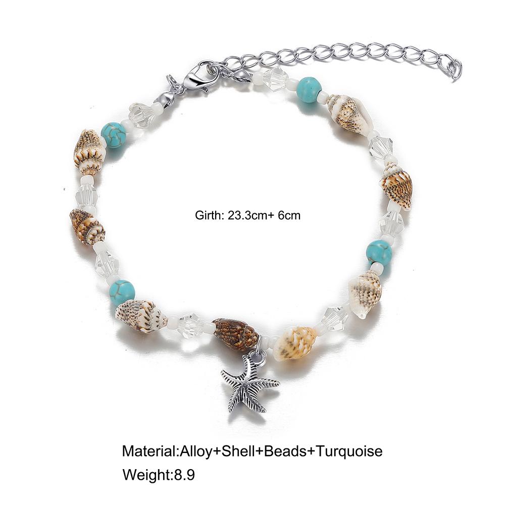 Böhmische Muschel Seestern Sommer Strand Fußkettchen für Frauen Schildkröte Fußkettchen am Bein Mädchen Barfuß Handarbeit Kette Schmuck