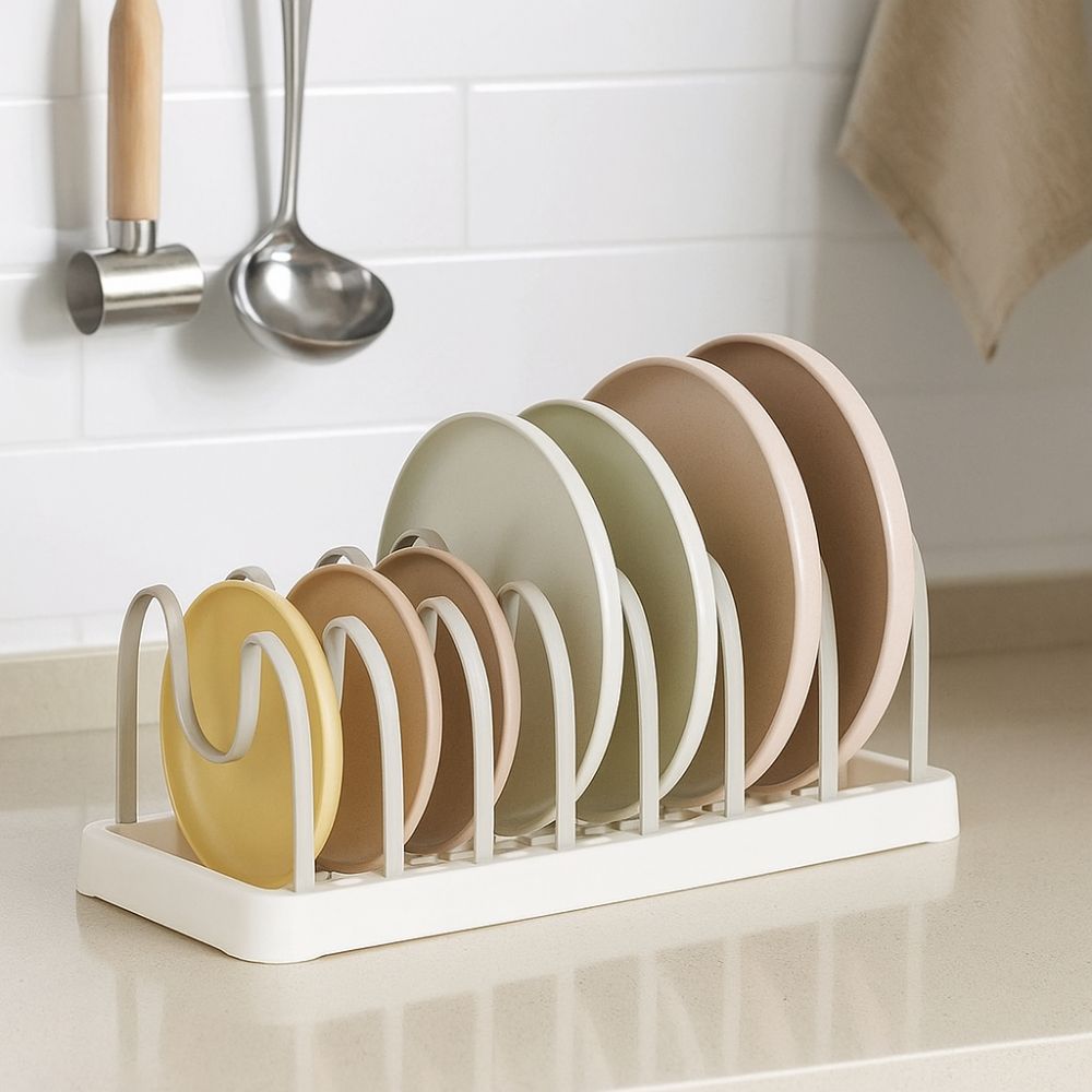 Plastic Pot Lid Holder Adjustable Cutlery Storage Rack Multifunctional Pot Lid Rack  Kitchen