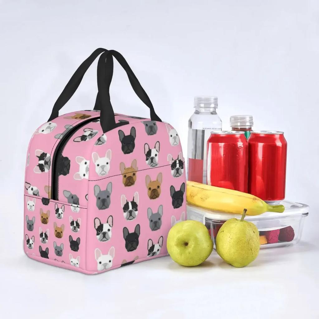 Französische Bulldogge Lunchboxen für Damen Wasserdicht Niedlicher Hund Thermokühltasche Lebensmittel Isoliert Lunchtasche Schule Kinder Schüler