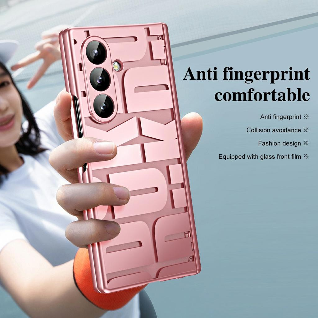 For Samsung Galaxy Z Fold7 5G Case Electroplating PC Phone Cover with Tempered Glass Film