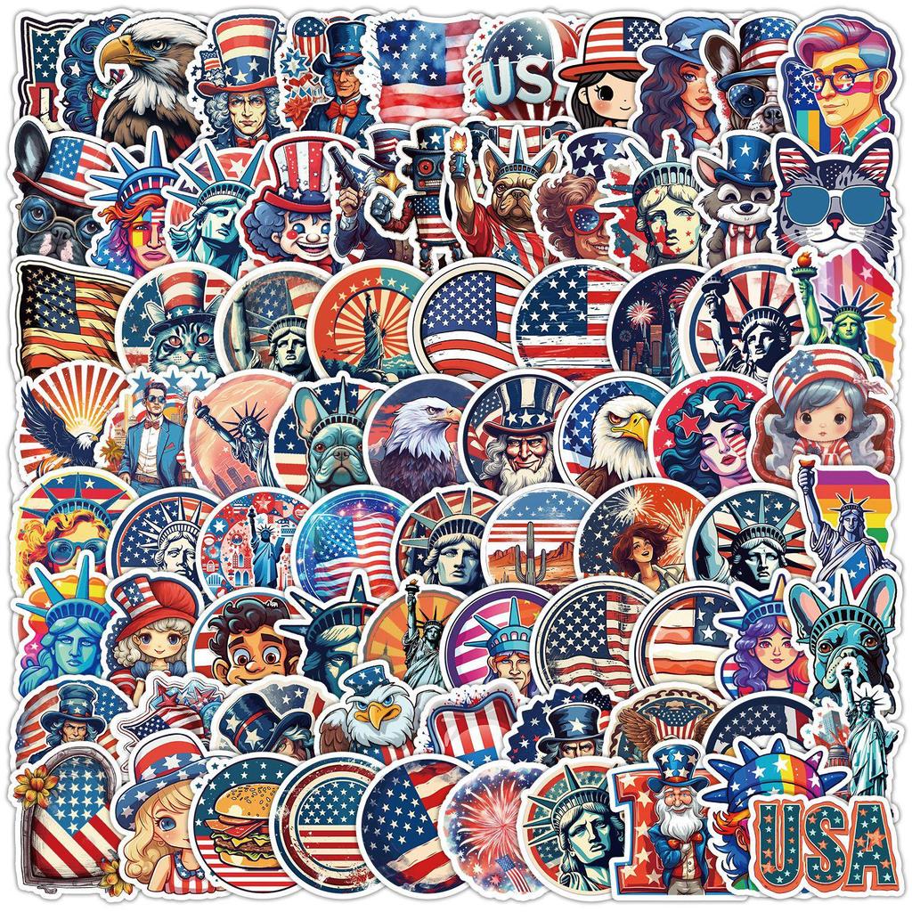 American Style Graffiti Stickers - 100 Waterproof Creative Stickers for Car, Phone, and Water Cup Decoration