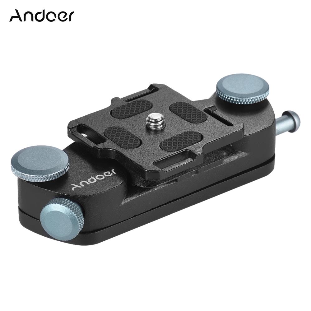 Andoer Clip di montaggio con pulsante con fibbia per cintura in vita per fotocamera a sgancio rapido in metallo per Canon Nikon Sony