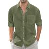 Summer Men's Collar Pocket Short Sleeved Cardigan Solid Color Shirt Top