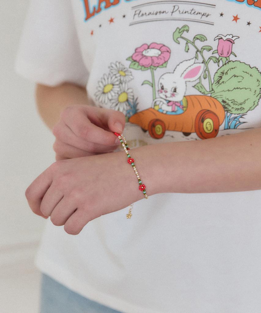 Ourhope Vermilion Margaret Bead Bracelet - Gold