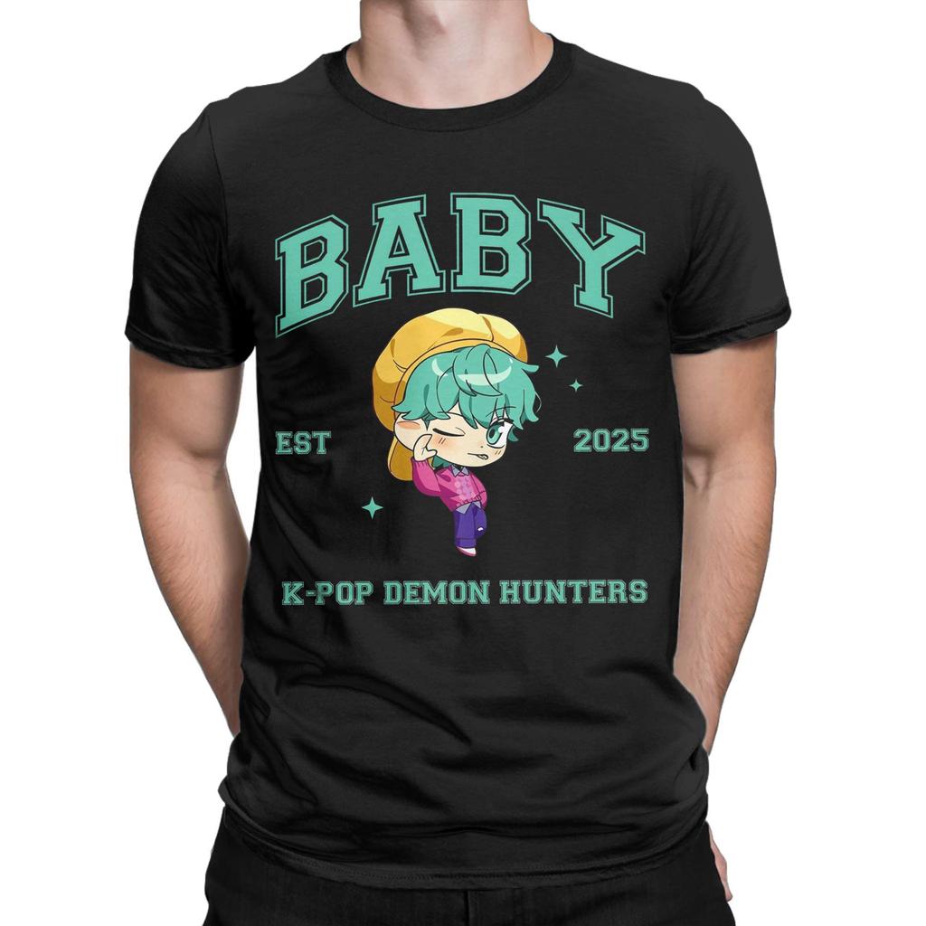 Herren T-Shirt Kpop Dämonenjäger BABY Saja Jungen Lustige Reine Baumwoll-Tees Kurzarm T-Shirt Rundhals Kleidung Übergröße