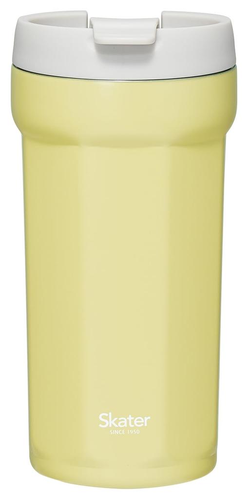 Skater Octagonal Stainless Steel Tumbler with Lid 350ml Vacuum Insulated Flap Lock Saffron Yellow Thermal/Cold SMVO4-A