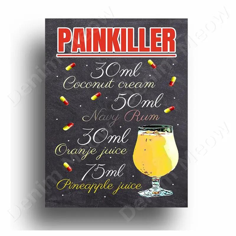 Old Cabun Vintage Metal Tin Sign, Purple Rain Cocktail Decorative Poster, Pisco Sour Mojito Retro Plaque, Bar, Home Wall Decor