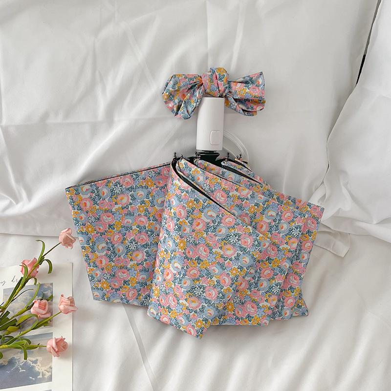 Retro Floral Umbrella Women's Literary High-End Strong Sun Protection Sunscreen Sun Umbrella