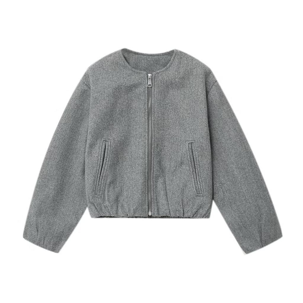 Cross-border European and American foreign trade spring and autumn women's clothing new fashionable versatile solid color soft bomber jacket
