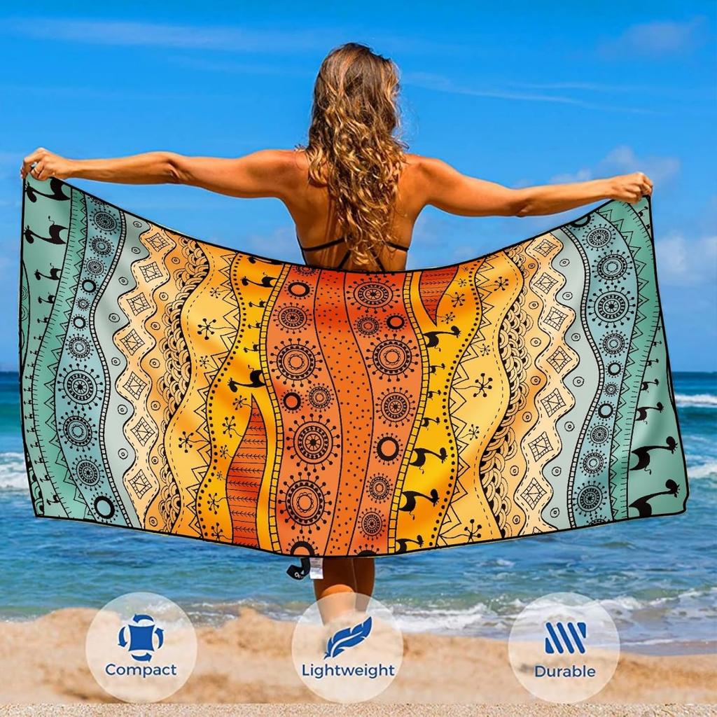 Serviette de plage en microfibre pour adulte, serviette légère extra large à séchage rapide pour la natation, les sports, la plage, la salle de sport