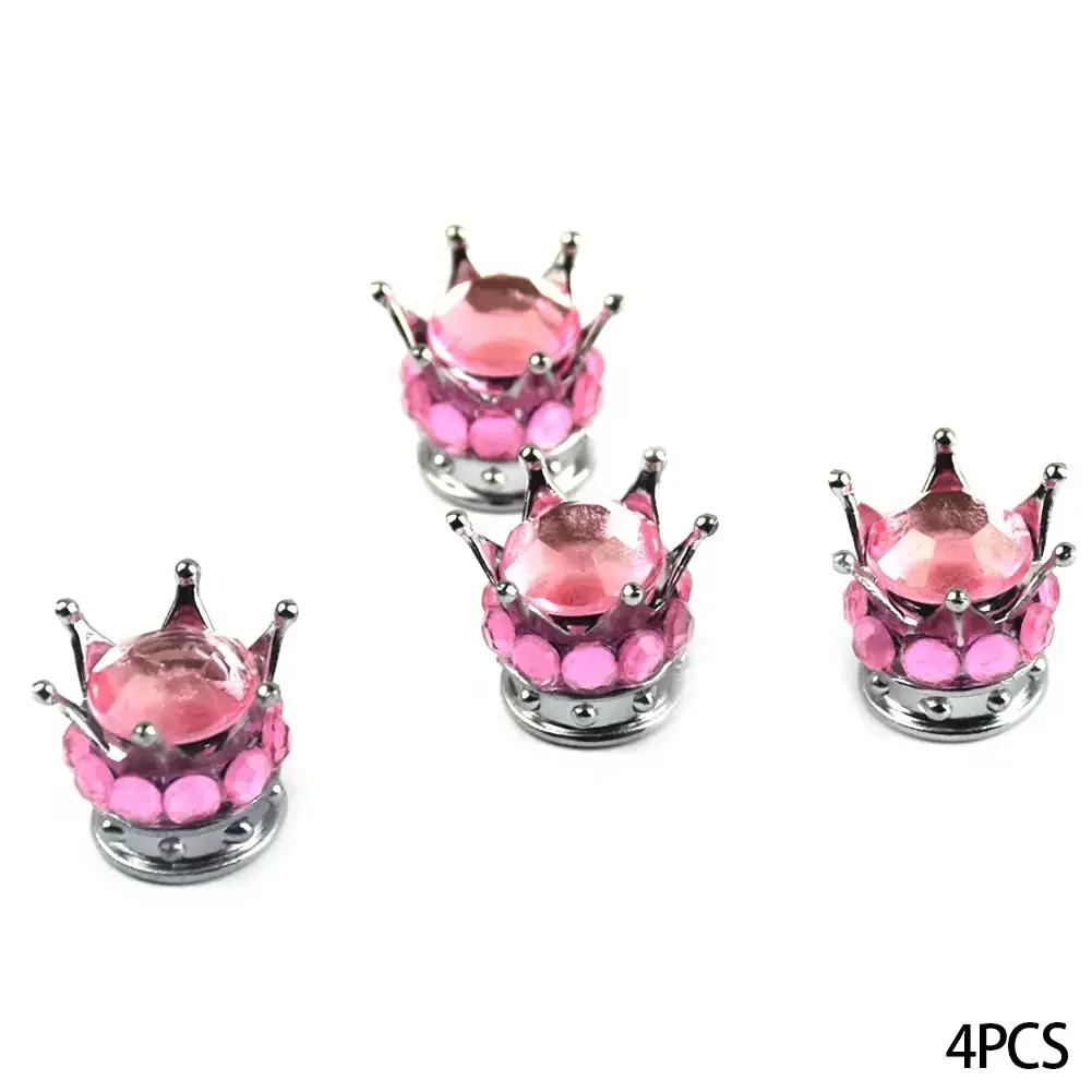 4PCS Car Wheel Tire Valve Caps Cover Crown Shape Bling Diamond Tyre Stem Dust Valve Caps Truck Car Motorcycle Bicycle Air Cover