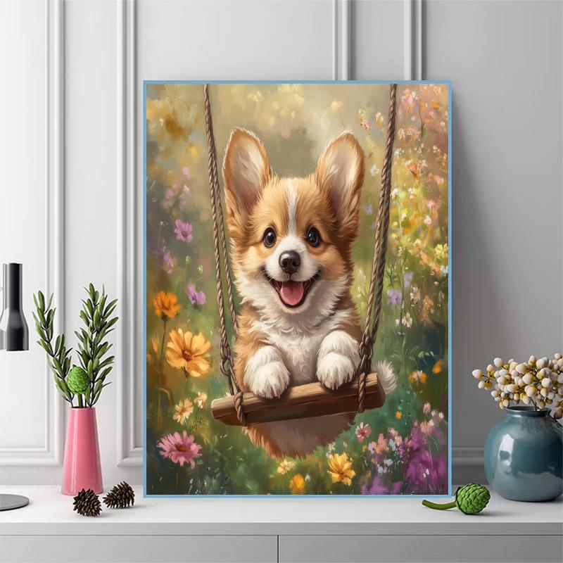 Cute Corgi Pattern  3pcs 100% Round Full Drill 5D DIY Diamond Painting Embroidery Cross Stitch Rhinestone Décor