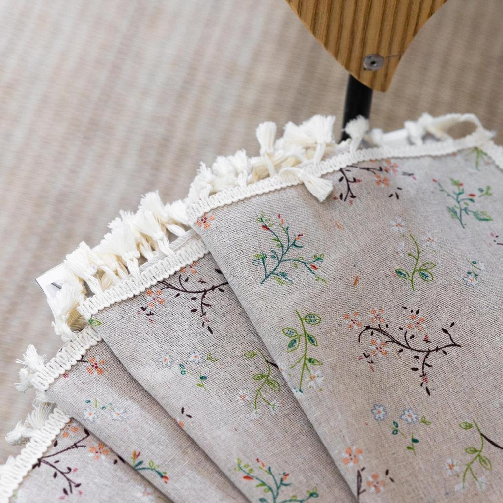 1 Plane Boho Cotton Linen Floral Short Curtain Tassel Trim Rod Pocket Cafe Curtain Kitchen Small Window Semi Blackout Bay Window Farmhouse Decor