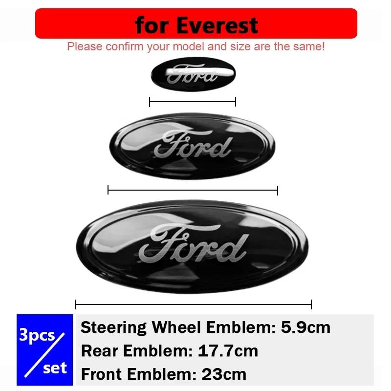 Car Sticker 3pcs Car Front Emblem Rear Logo Steering Wheel Sticker for Ford Escape Edge Taurus Exolorer Territory Focus Sedan Es