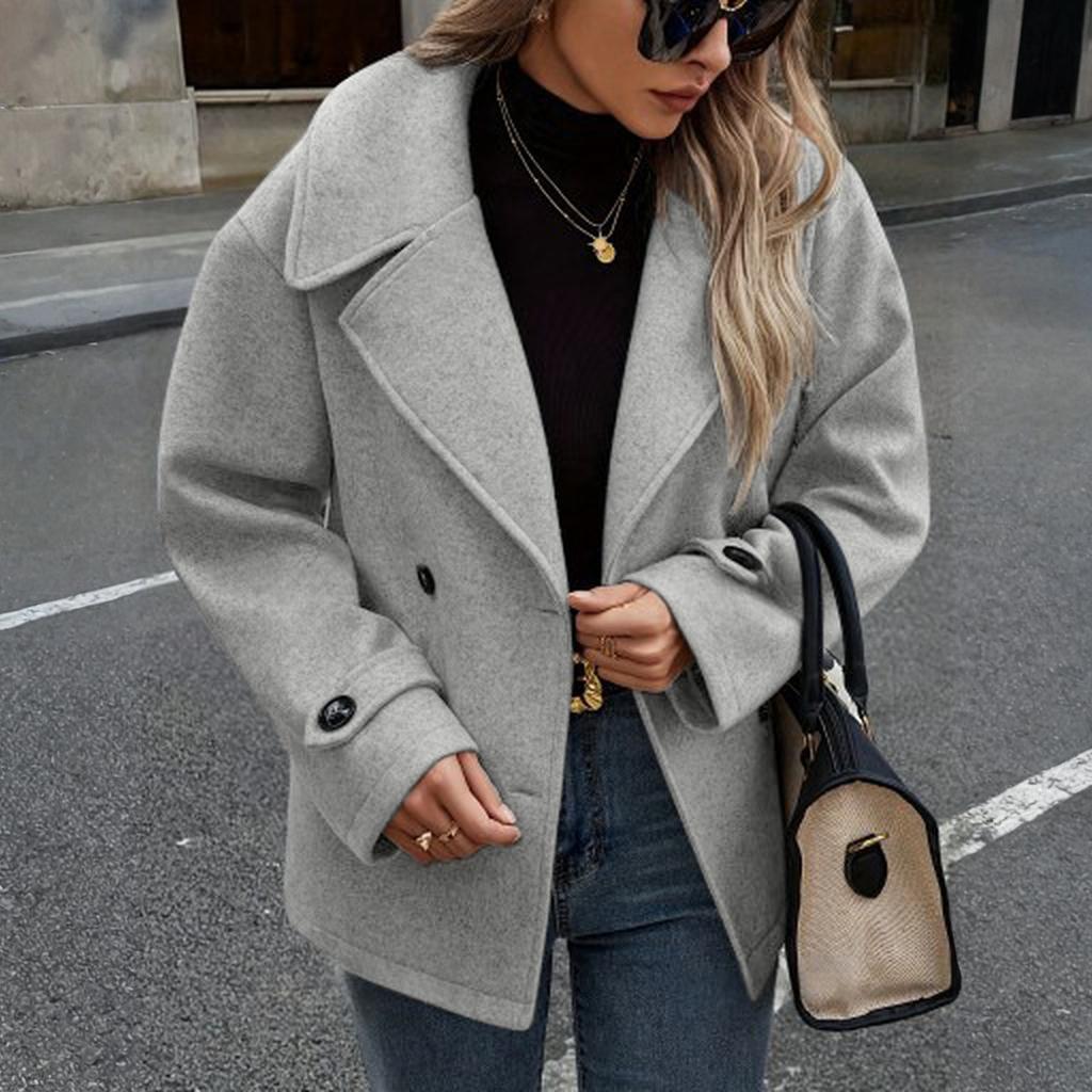 Women's Streetwear-inspired Casual Wool Jacket With Suit Collar