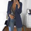 Women Suit Coat Lapel Long Sleeve Open Front Suit Jacket with Pockets Solid Color Slim Fit Office Work Basic Outerwear