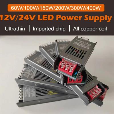 Lighting Transformer DC12V 24V Power Supply Adapter 12A 5A Ultra Thin LED Strip Switch Driver Lamp 60W 100W 150W 200W 300W 400W