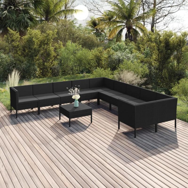 Day and Night - Day and Night Garden Furniture Set 11 Pieces Black Synthetic Rattan Cushions