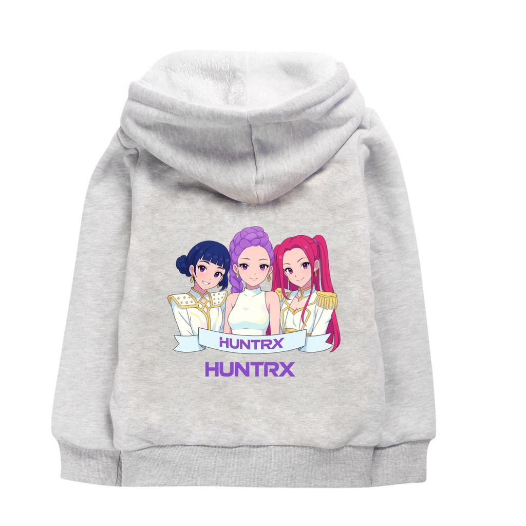 5026 Kids Girls Kpop Zoey Mira Rumi Print Huntrix Long Sleeves Velvet Warm Clothes Jacket
