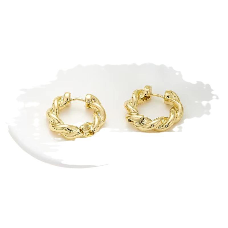 Gold Circle Earrings, Women'S Exquisite High-End Temperament Earrings, 925 Silver Needle Niche Twist Earrings, Earrings.