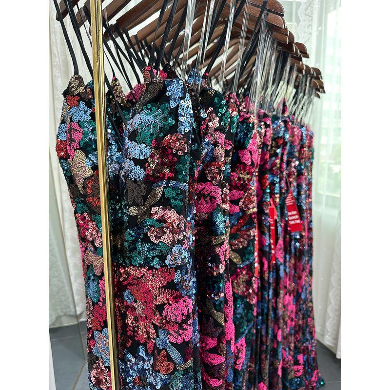 Export Pure Original Sequin Open Back Slim-Fit Fishtail Skirt Sling Open Back Dress Dress Long Formal Dress Long Dress for Women