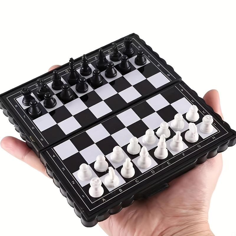 Magnetic Travel Chess Set Folding Portable Mini Chess Board with Full-Size Pieces Pocket-Sized Game for Adults Kids Perfect