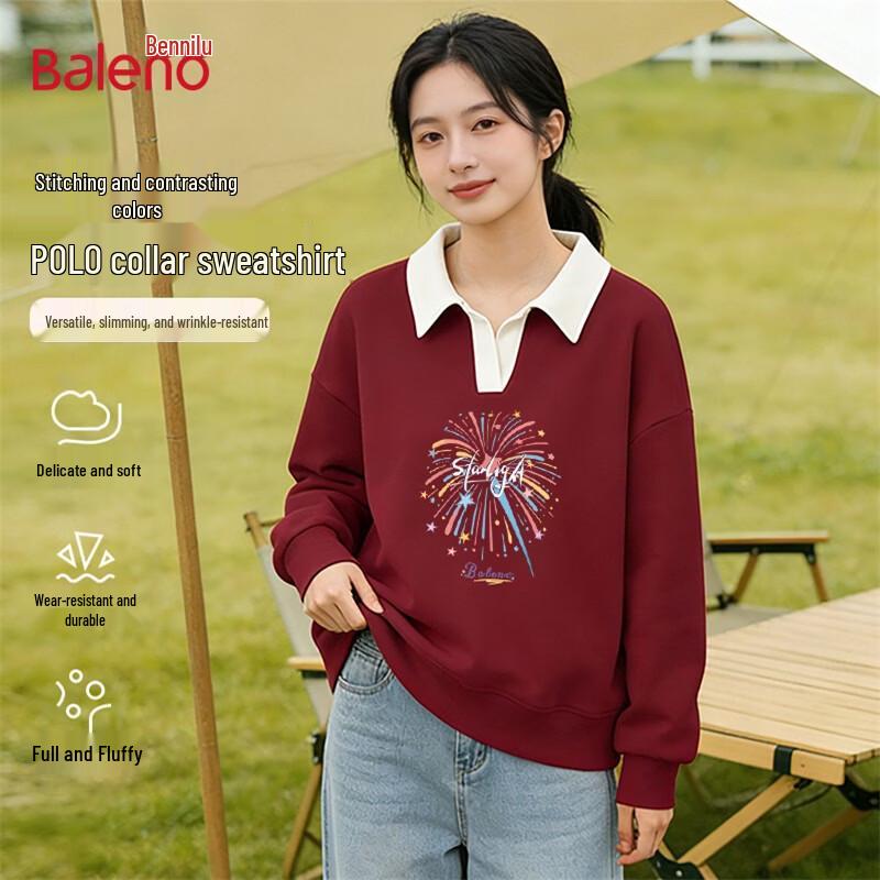 Baleno Women's Oversized Colorblock Polo Neck Sweatshirt