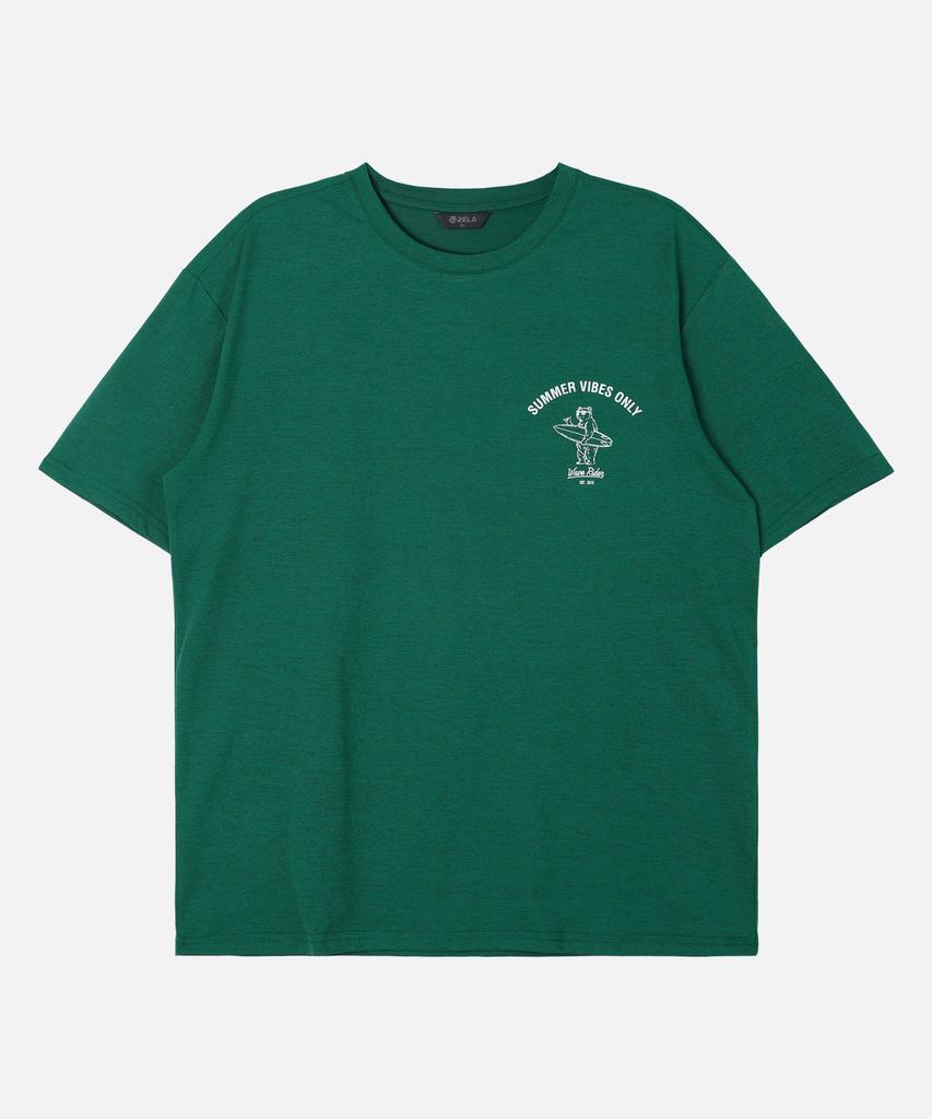 2ELA Unisex Surfing Bear Graphic Sorona Round Short Sleeve T-Shirt 6 Colors (Type A)