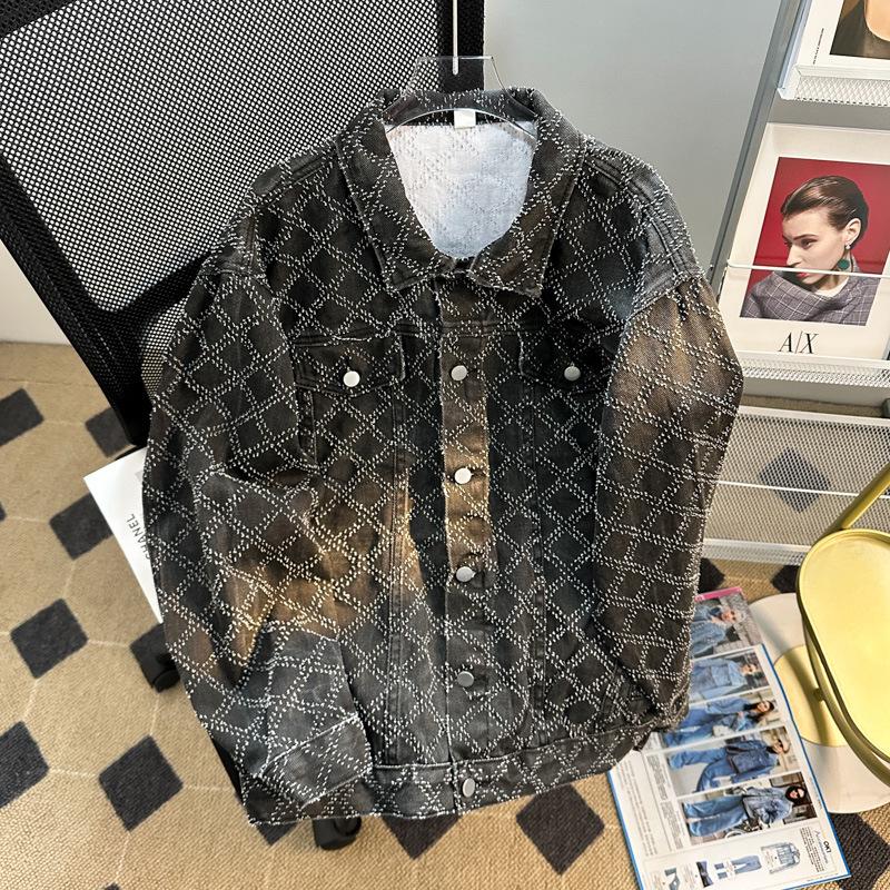 

Men s Oversized Retro Denim Jacket - Trendy, Loose-Fit for Spring & Autumn Medium