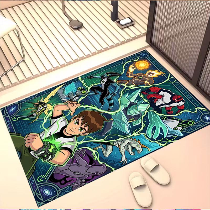 Ben 10 Cartoon Print Rug, Washable Floor Carpet, For Entryway Dorm Laundry Room Office Study, Home Decor Birthday Christmas Gift