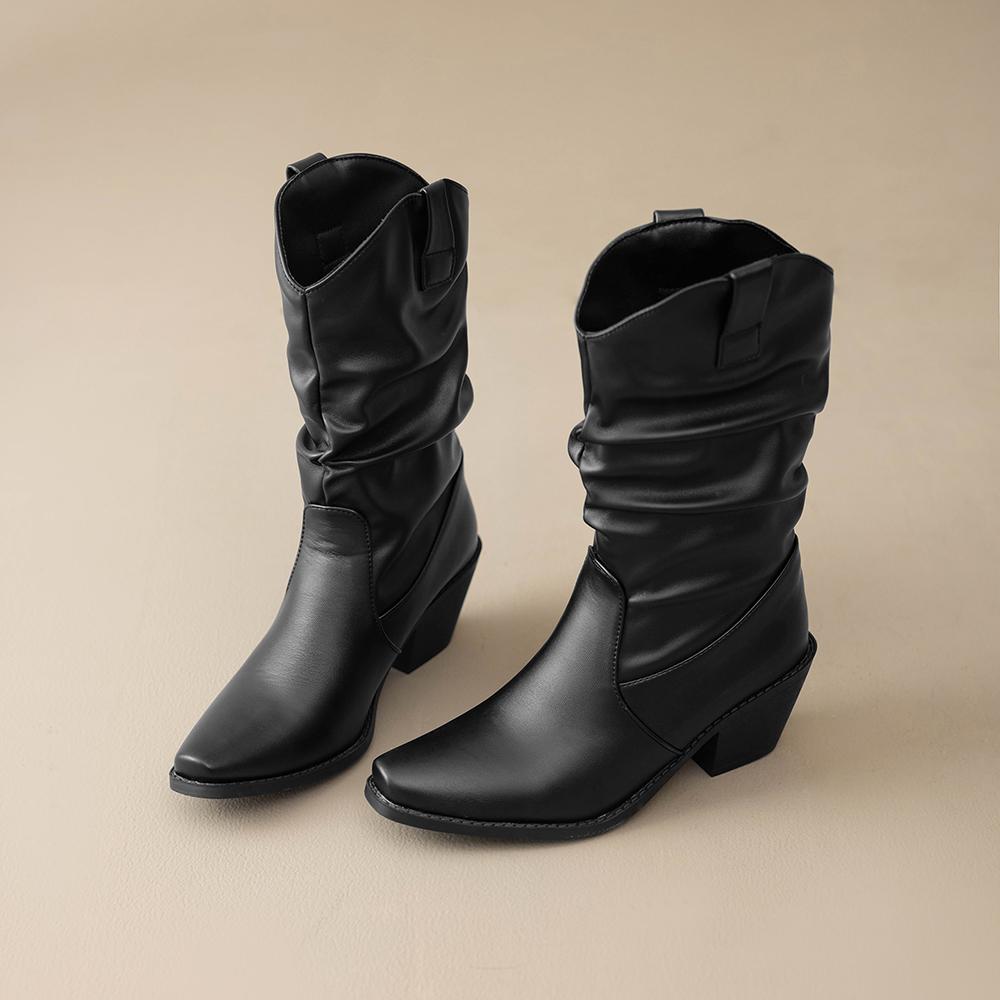 

Белые Черные Женские Полусапоги Высокий Блочный Каблук Большой Размер 46 46 чёрный