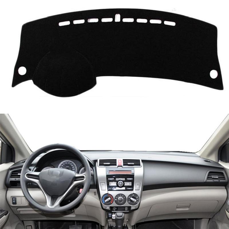 

For Honda City 2008-2014 Car Styling Dashboard Cover Dashmat Dash Mat Anti-UV trument Panel Sun Visor Shade Protective Carpet Black(Red Edge)
