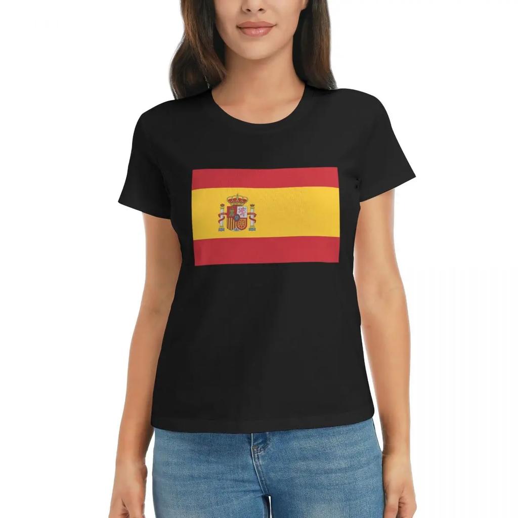 Women TShirt Flag Of Spain Summer Short Sleeve Tees Crew Neck Cotton T Shirts Clothes Tops Streetwear