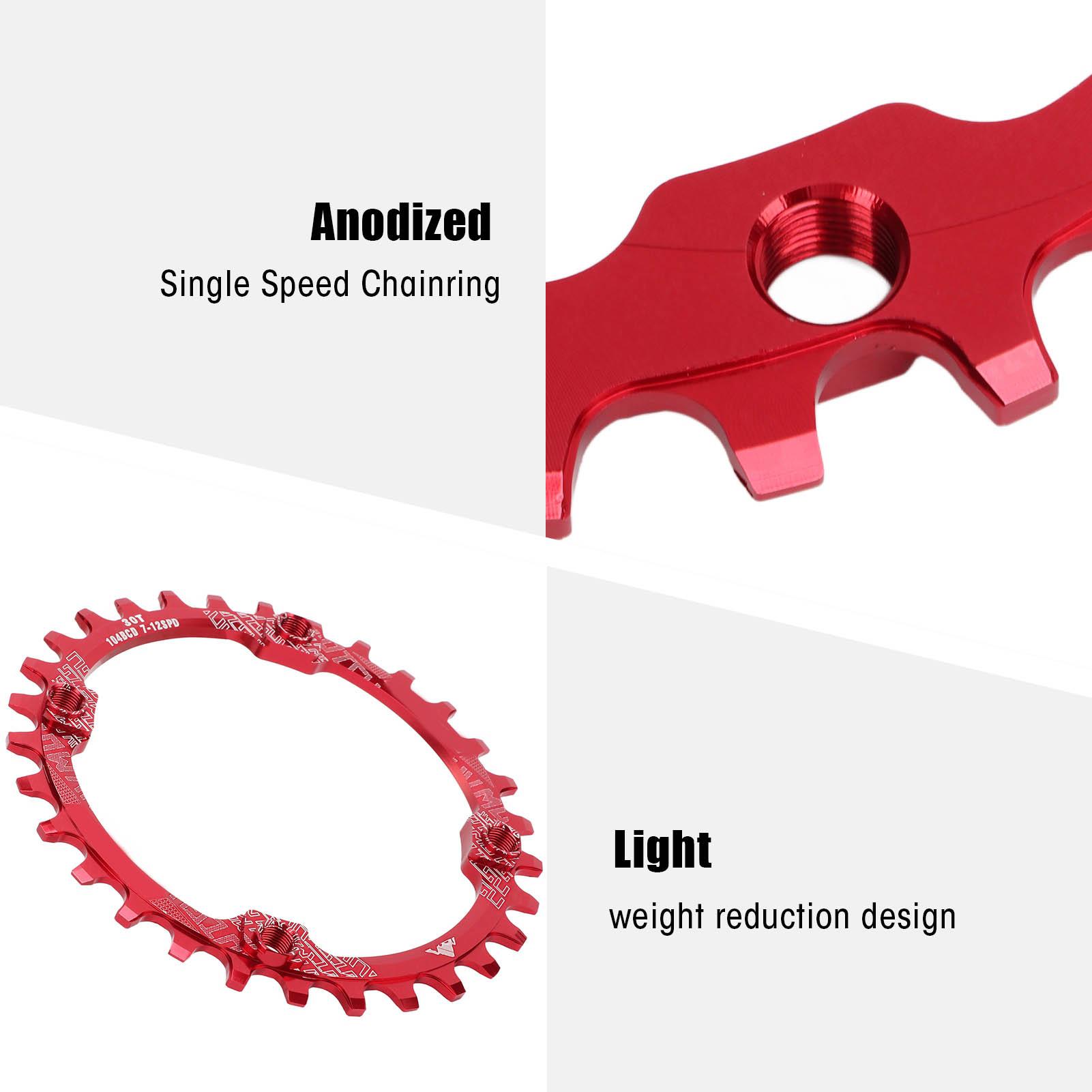 104BCD Single Speed Chainring Aluminum Alloy 30T Chainring Crank Accessories for Mountain Bike