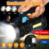 Handheld Flashlight 4 Modes Portable Rechargeable Ip44 Waterproof Super Bright Led Searchlight Spotlight