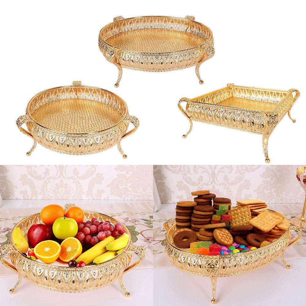 

storage rack Ellipse Key Tray Candy Container Storage Tray Fruit Plate Bowl Metal Tray Nordic Style Round