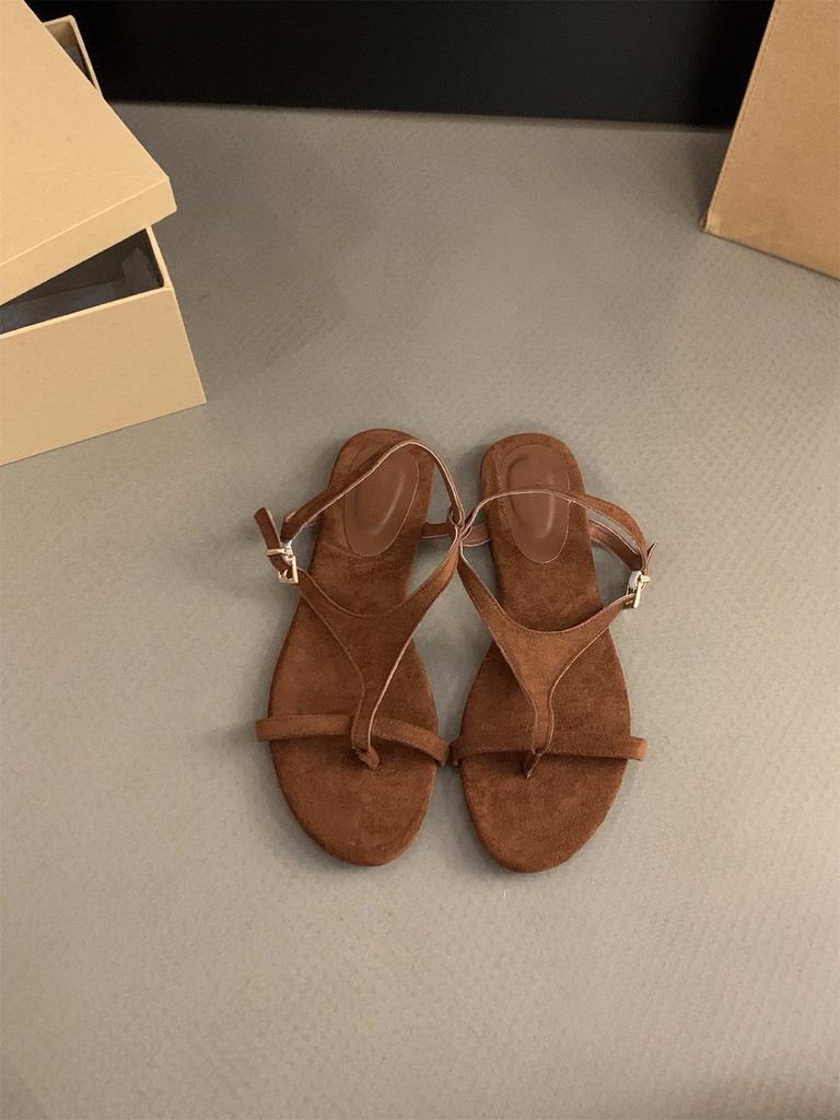 Flache Sohle Retro Zehenbereich Französische Sandalen Feenschuhe 2025 neu Sommerurlaub Wind Strand Römische Schuhe